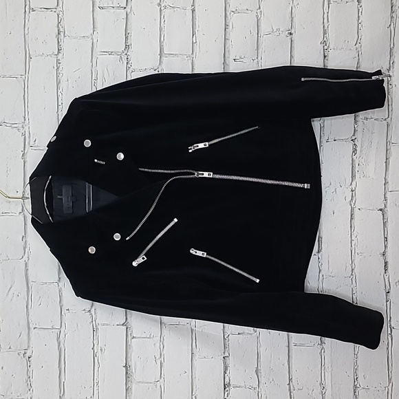 Rag & Bone Velvet Classic Moto-Inspired Biker Jacket in Black - Picture 6 of 17